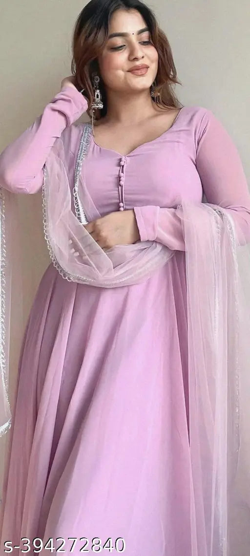 Kanak Mishra in Onion Colour Anarkali Three Piece Suit