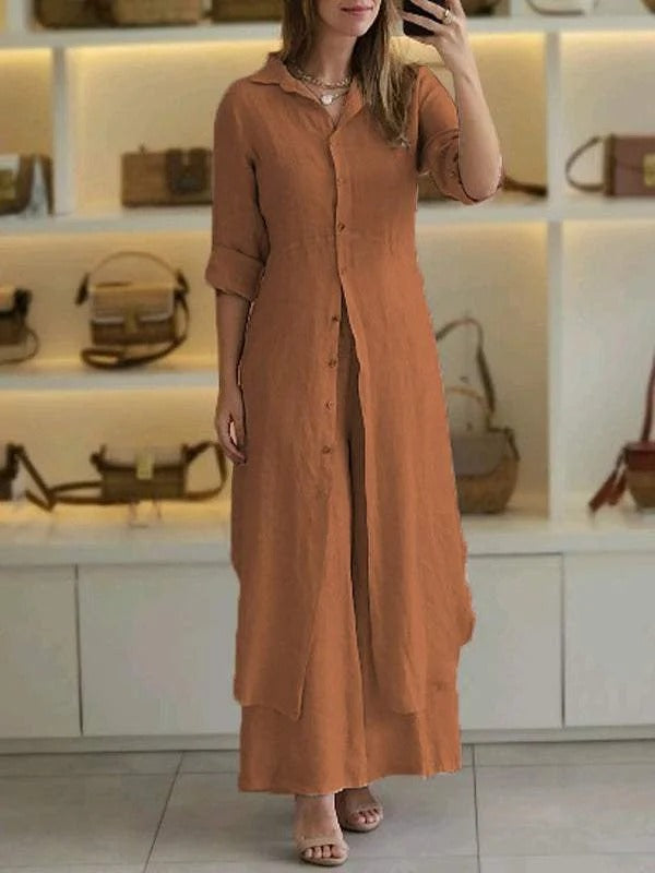 Casual Cotton and Linen Two-piece Set