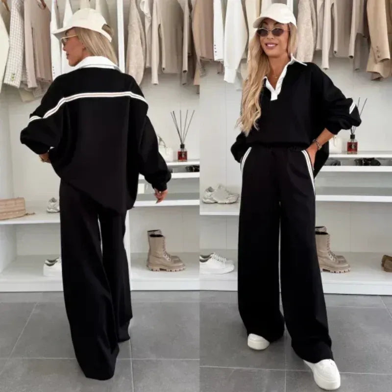 Women's Casual Top & Wide Leg Pants Two-Piece Set