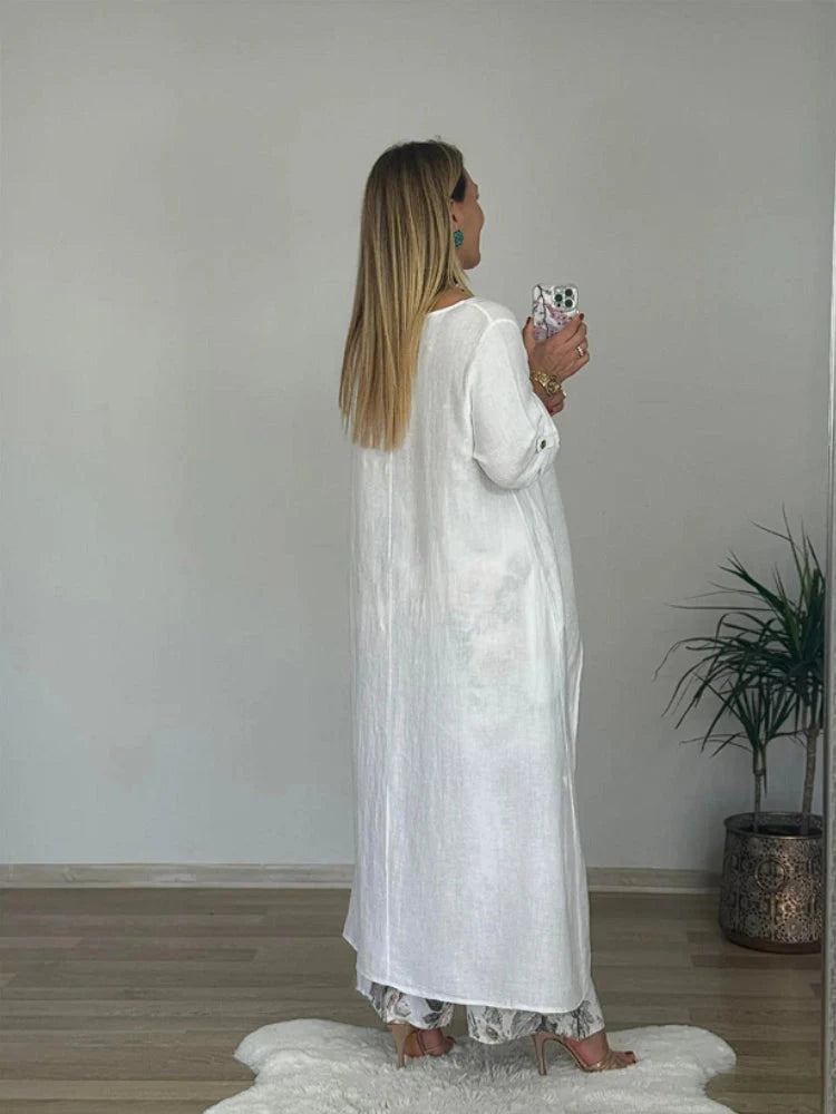 Long-sleeved Top And Printed Pants Set