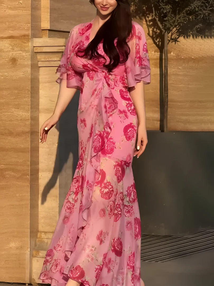 Retro Bloom Maxi Dress
