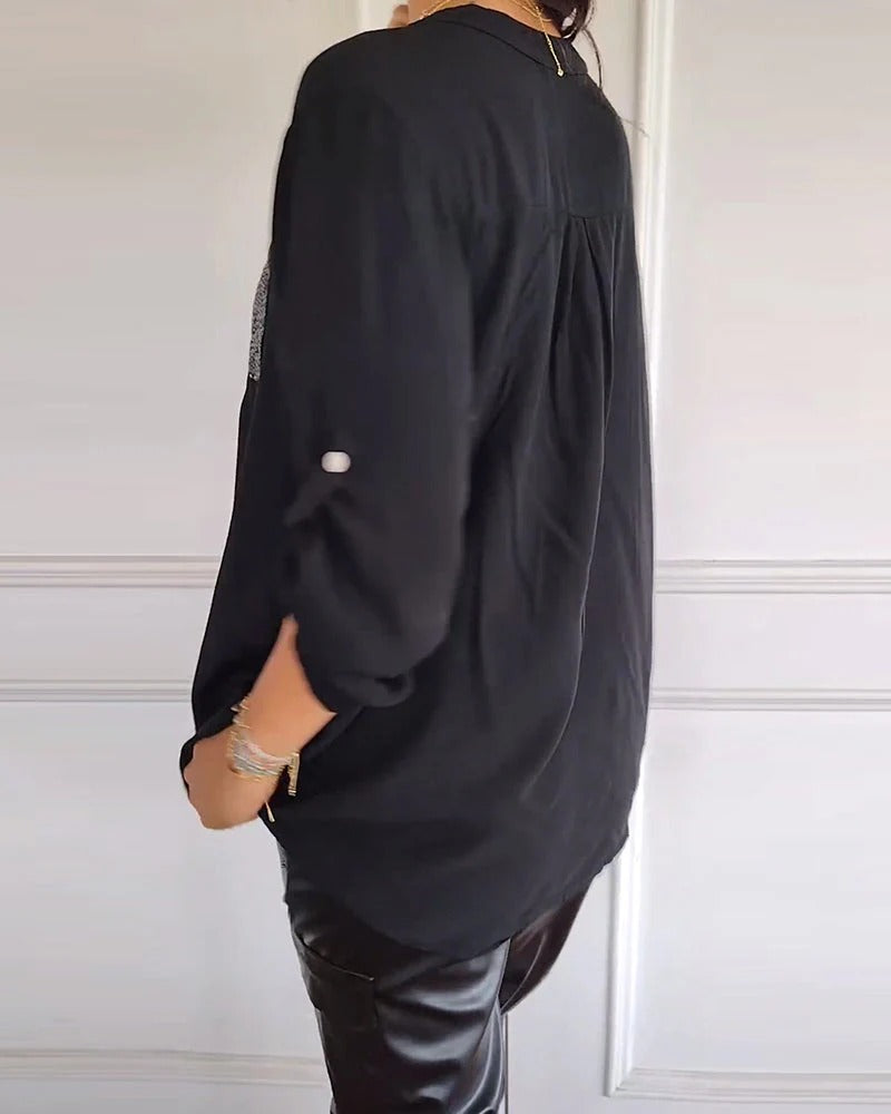 Loose sequin patchwork top