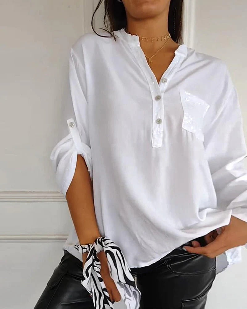 Loose sequin patchwork top