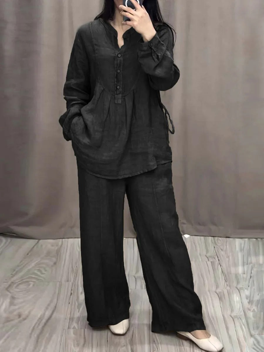 Women V-neck Two-piece Suit