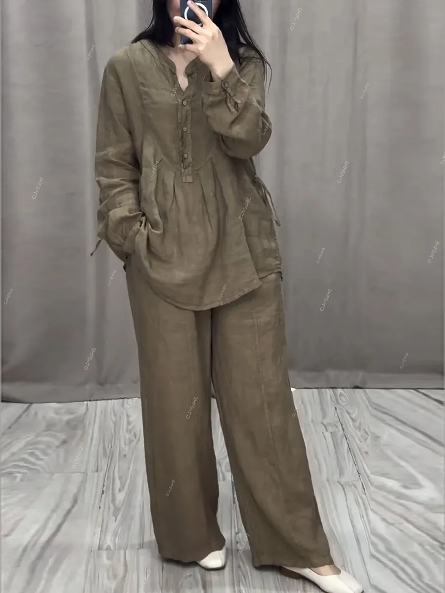 Women V-neck Two-piece Suit