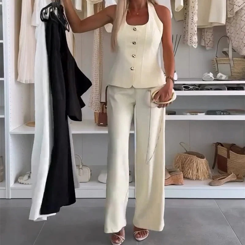 Sleek Sleeveless & Wide-Leg Set