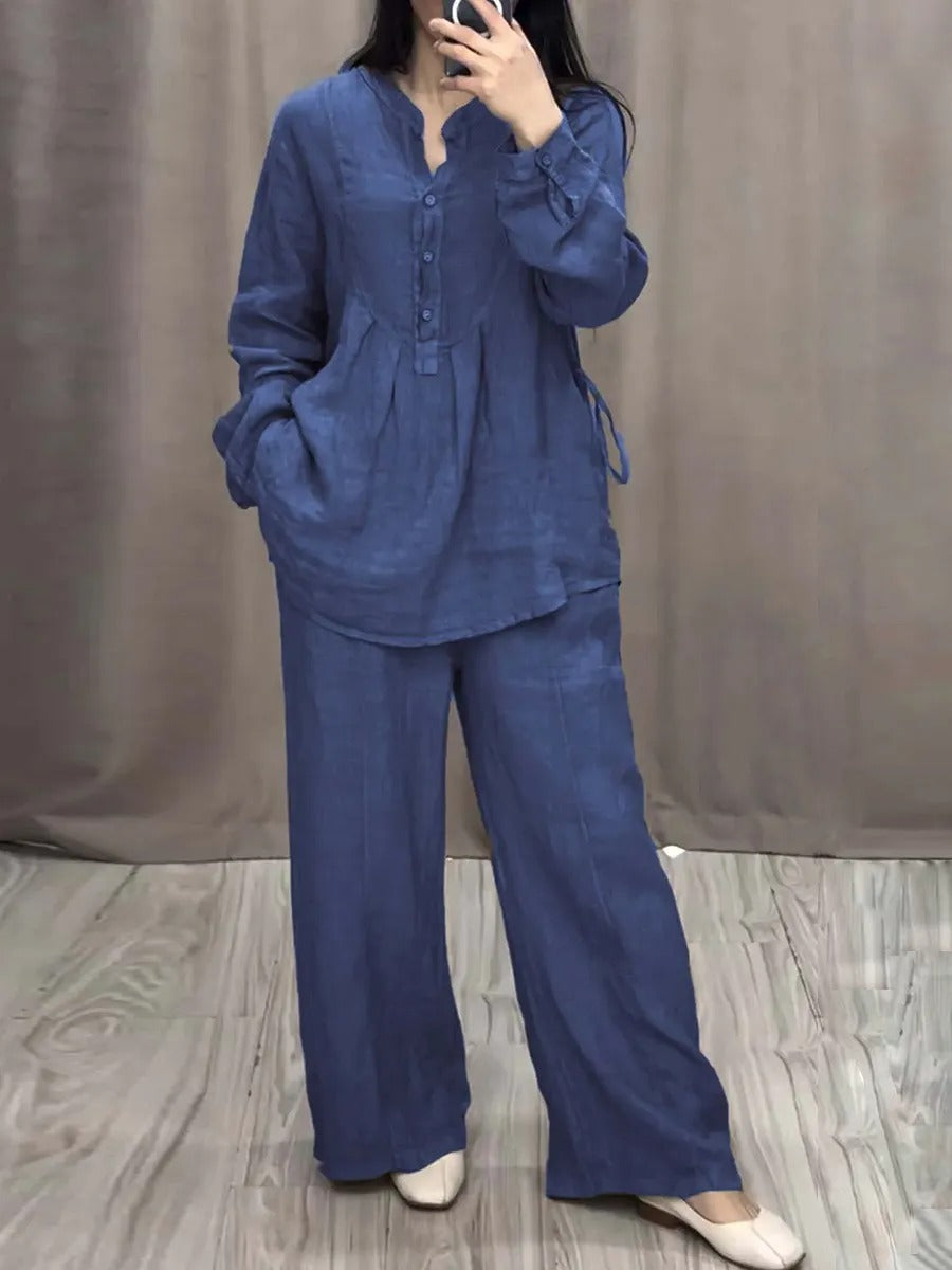 Women V-neck Two-piece Suit