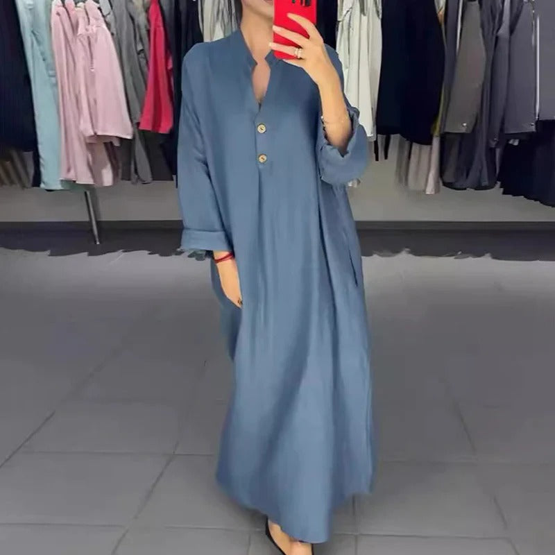 Women's long shirt dress with pockets