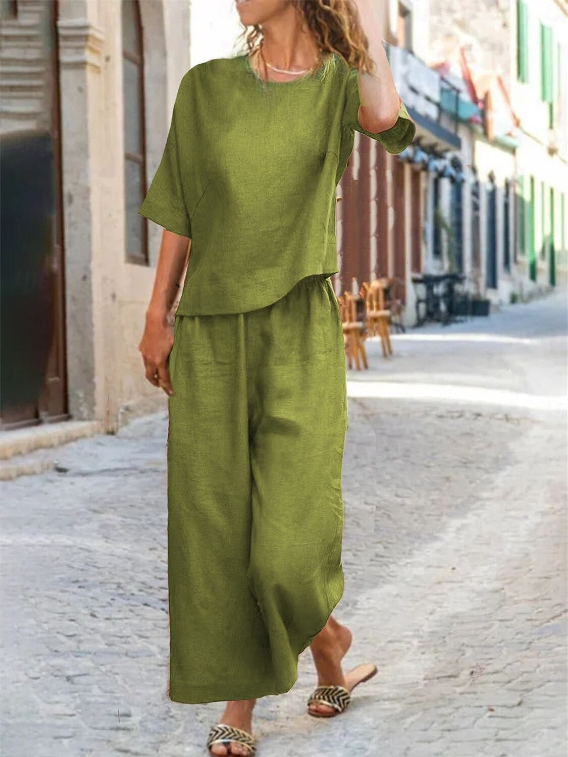 Women's Cotton Linen Sets Two Piece Sets