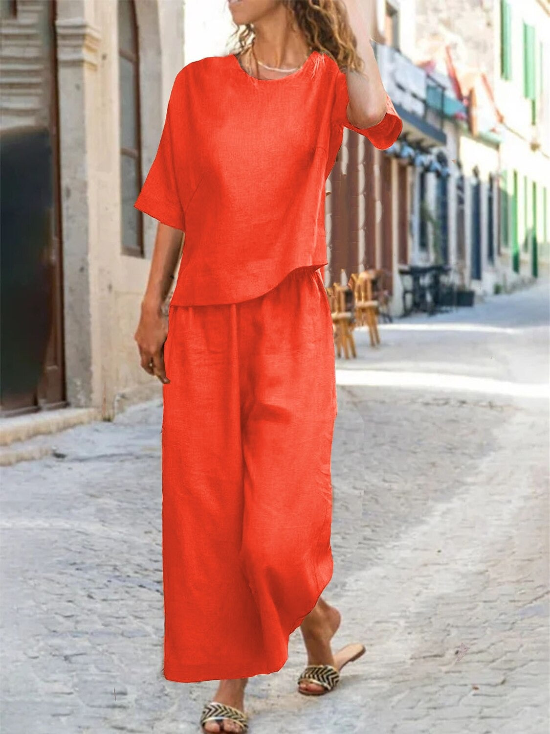 Women's Cotton Linen Sets Two Piece Sets