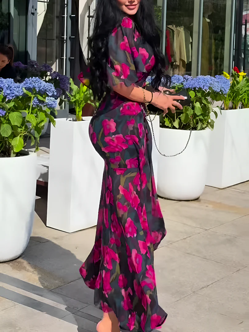 Retro Bloom Maxi Dress