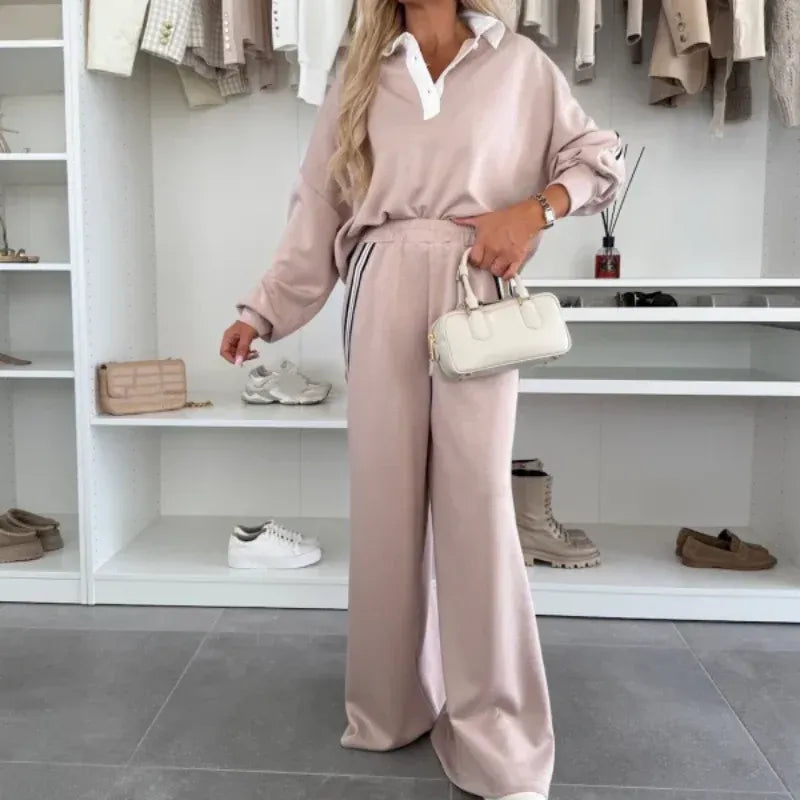 Women's Casual Top & Wide Leg Pants Two-Piece Set