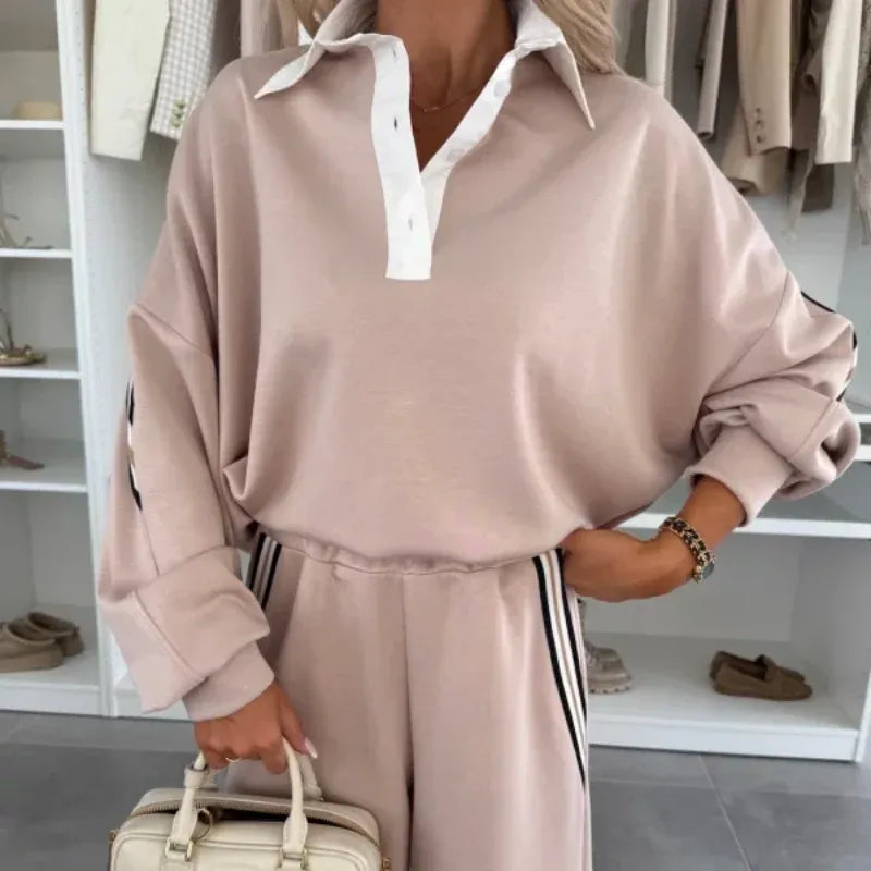 Women's Casual Top & Wide Leg Pants Two-Piece Set