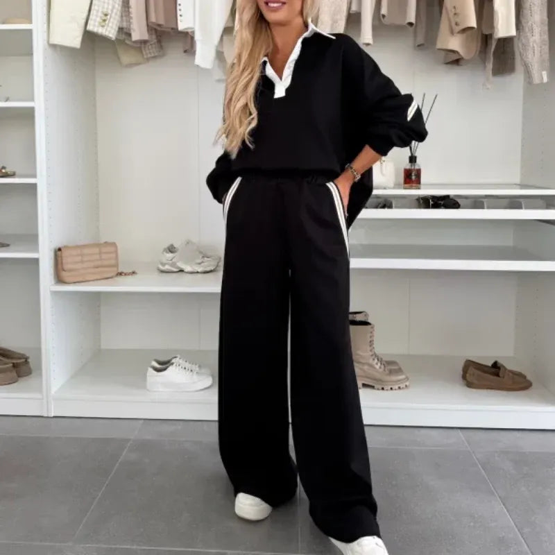 Women's Casual Top & Wide Leg Pants Two-Piece Set