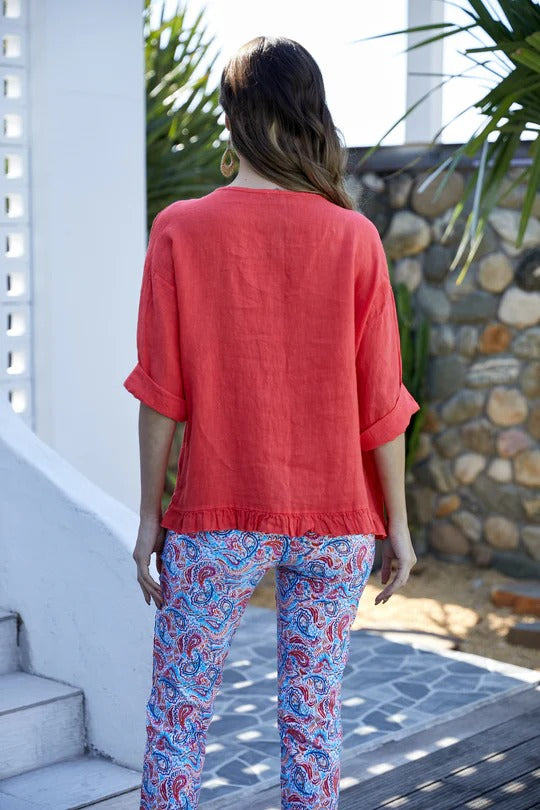 Linen Coconut Button Top