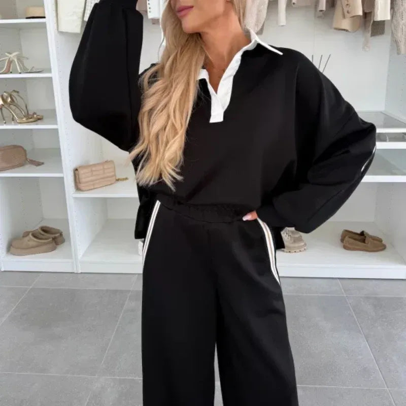 Women's Casual Top & Wide Leg Pants Two-Piece Set
