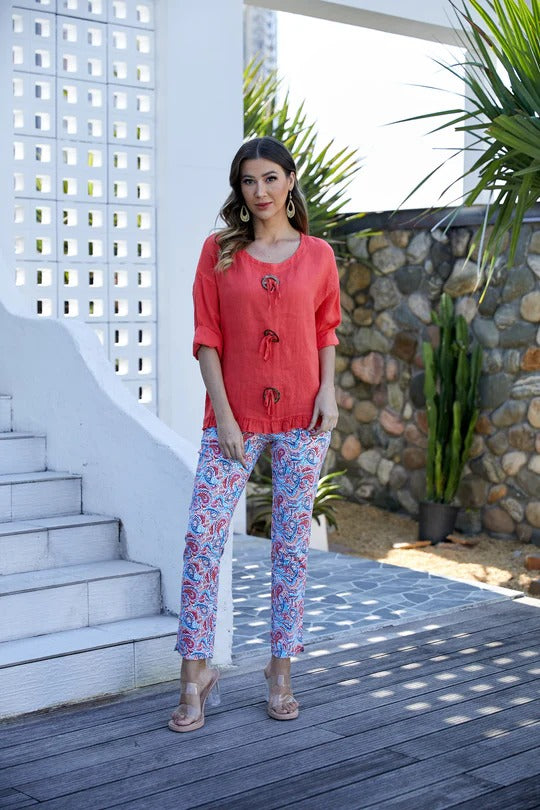 Linen Coconut Button Top