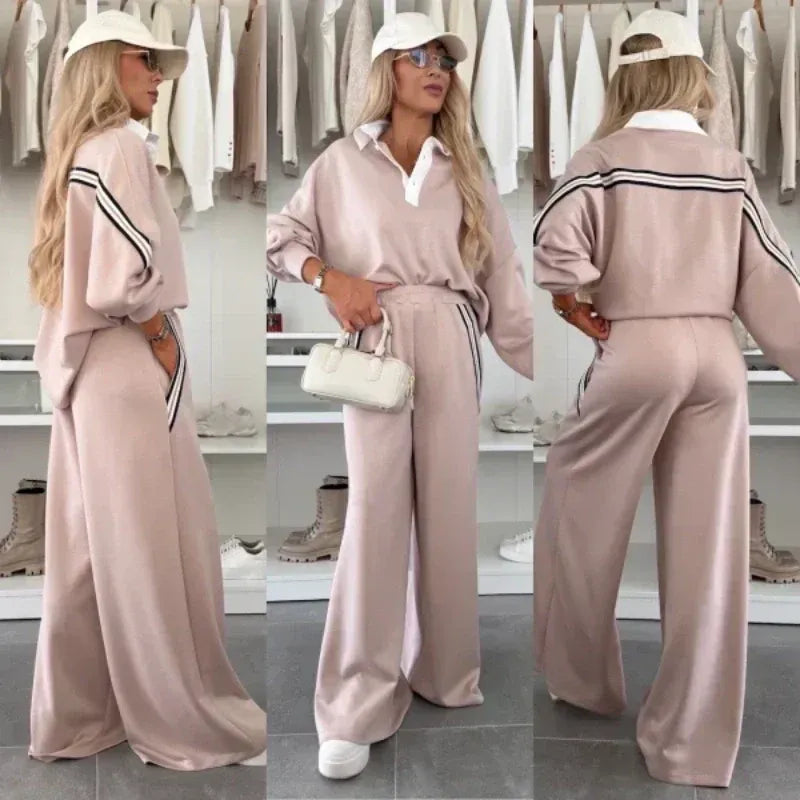 Women's Casual Top & Wide Leg Pants Two-Piece Set