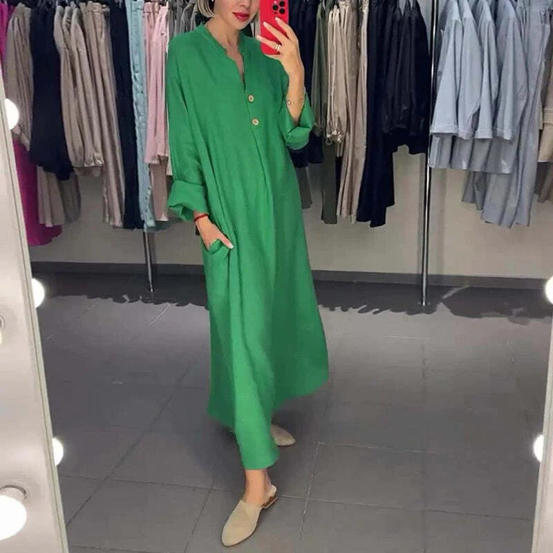 Women's long shirt dress with pockets