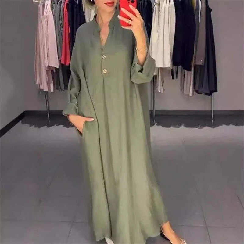 Women's long shirt dress with pockets