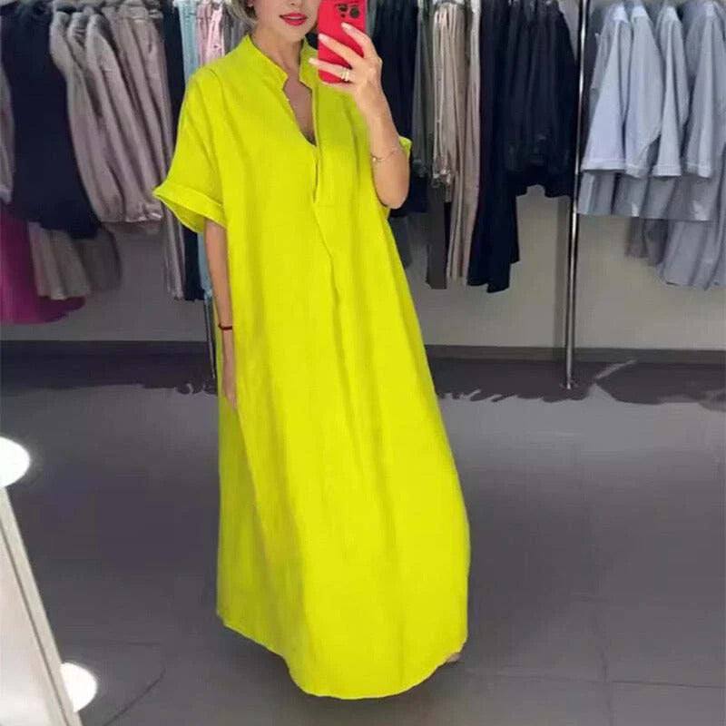 Women's long shirt dress with pockets