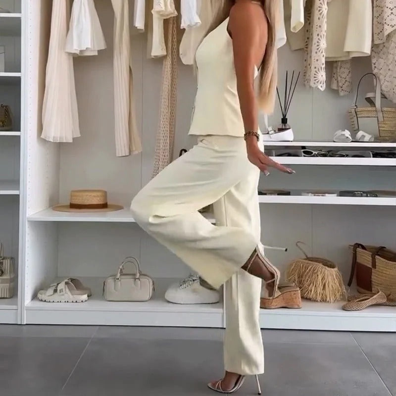 Sleek Sleeveless & Wide-Leg Set