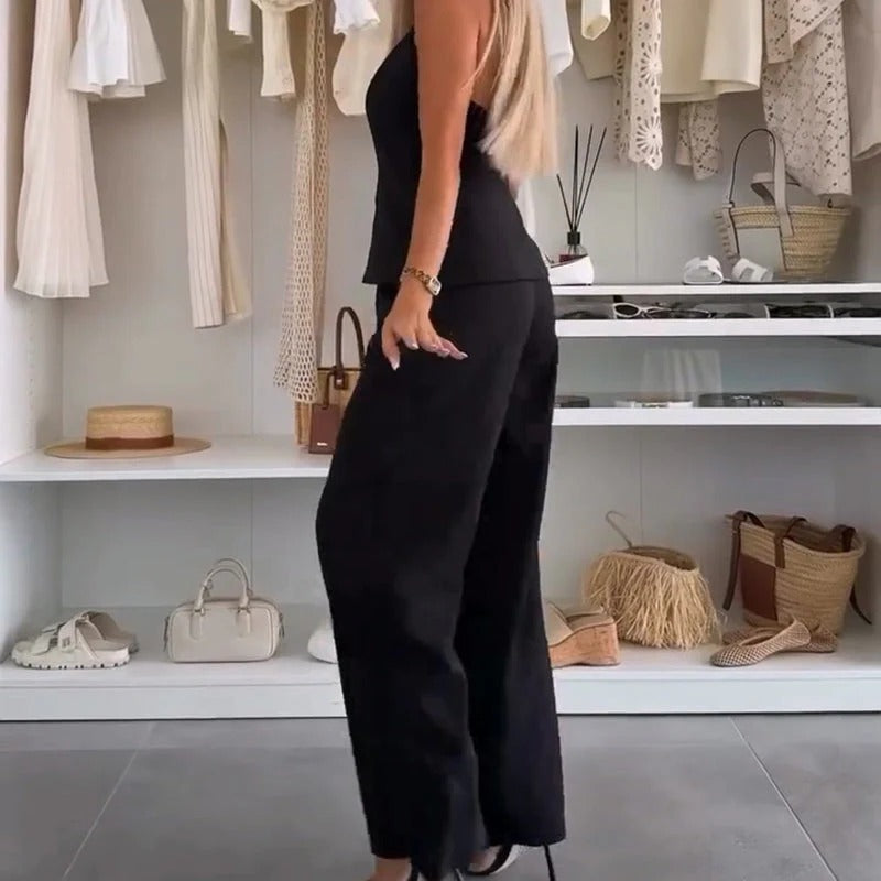 Sleek Sleeveless & Wide-Leg Set