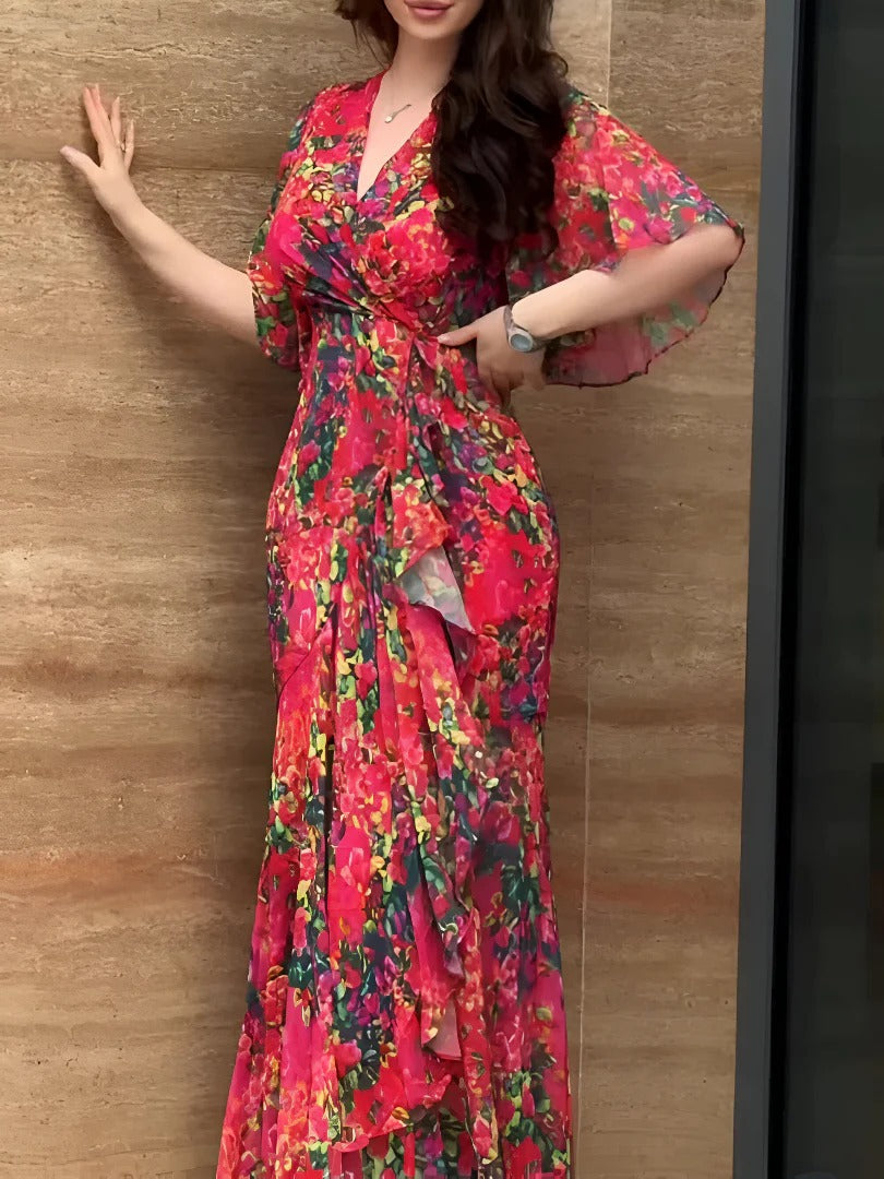 Retro Bloom Maxi Dress