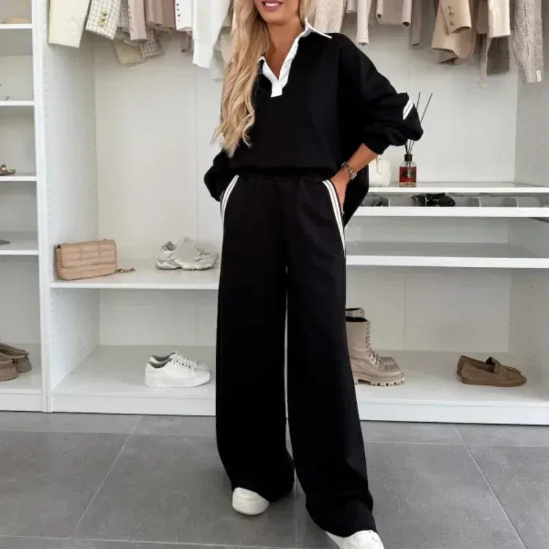 Women's Casual Top & Wide Leg Pants Two-Piece Set