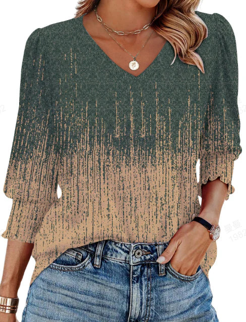Elegant Smocked Cuff Blouse