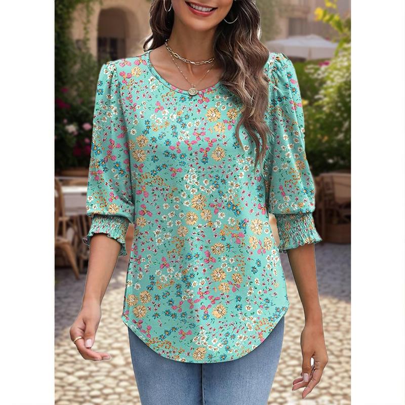 Elegant Smocked Cuff Blouse