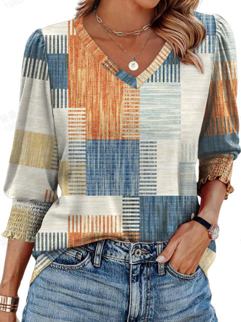 Elegant Smocked Cuff Blouse